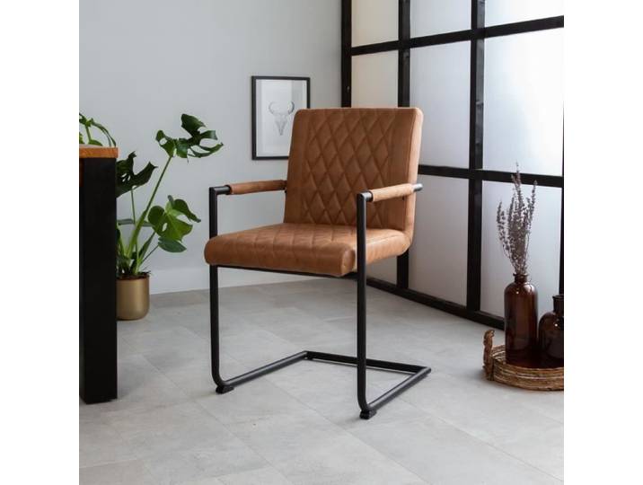 Dean Chaise Salle À Manger Industrielle Marron