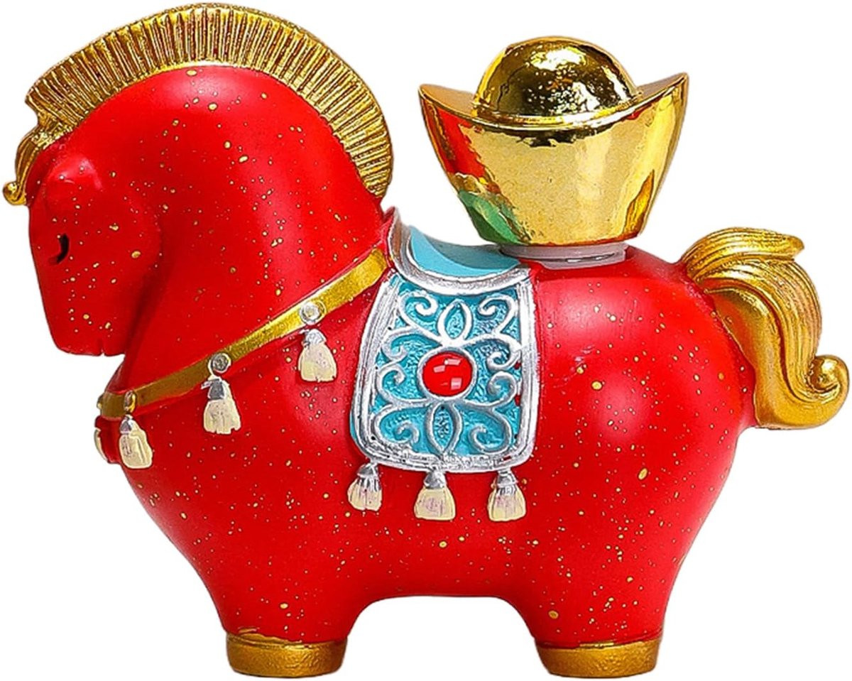 Silvester Paardenfiguur Decoratie Ornament Rood Hoogte: 12 cm