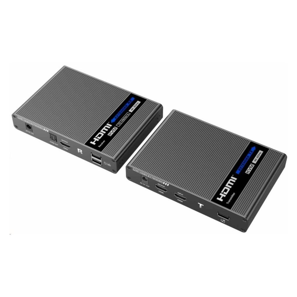 PremiumCord HDMI 2.0 KVM extender Ultra HD 4kx2k@60Hz na 70m s přenosem USB (khext70-4)