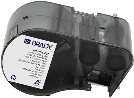 Brady M5-134-427 etiquetas de vinil laminado preto sobre branco/transparente 38,1 mm x 44,45 mm x 12,7 mm