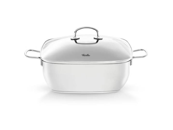 Fissler, Secural Bräter (6,5 L, Ø 28 cm), Edelstahl, beschichtet, rechteckiger Schmortopf mit Glasdeckel, Induktion, backofengeeignet