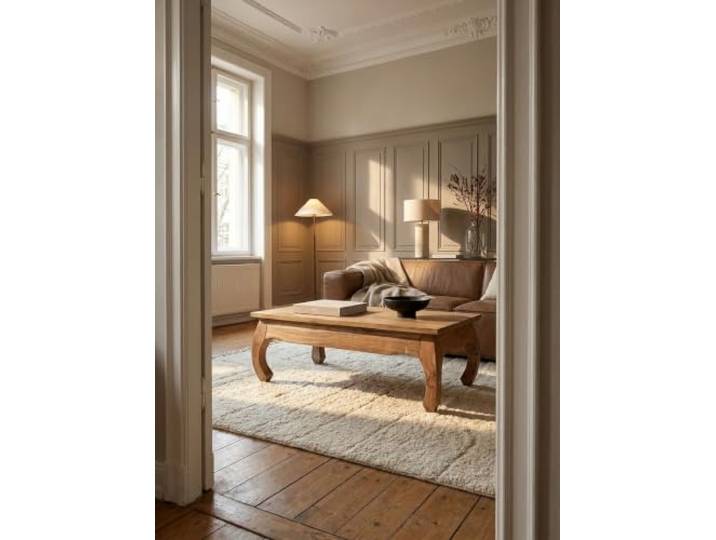 Couchtisch Opium-Form 110x60x40 cm Massivholz, 50 kg belastbar, Akazie