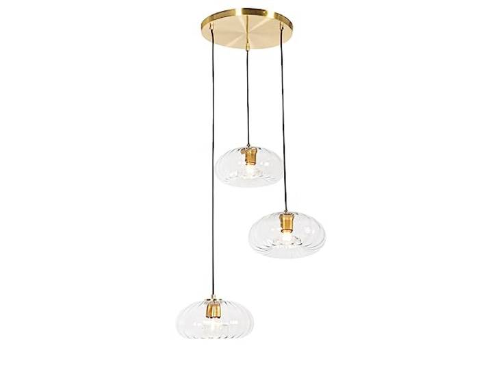 Qazqa ayesha - Suspension - 3 lumière - Ø 56 cm - Doré - Art Deco - éclairage intérieur - Salon I Chambre I Cuisine I Salle à manger