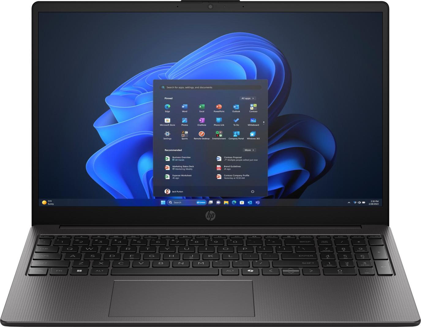 HP 250R G10 Laptop mit Intel Core i7-150U Prozessor, 39,6 cm (15,6 Zoll) Full HD Display, 8 GB DDR4-SDRAM Arbeitsspeicher, 512 GB SSD-Festplatte, Wi-Fi 6 (802.11ax), Windows 11 Pro, in Grau und Schwarz.