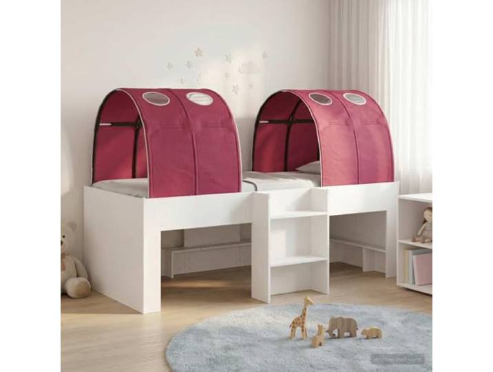 RJPLMFV Bett, 3-teilig, weiß, rot, Holz, Technik Lattenrost, einfache Montage, modernes Design, für den Innenbereich