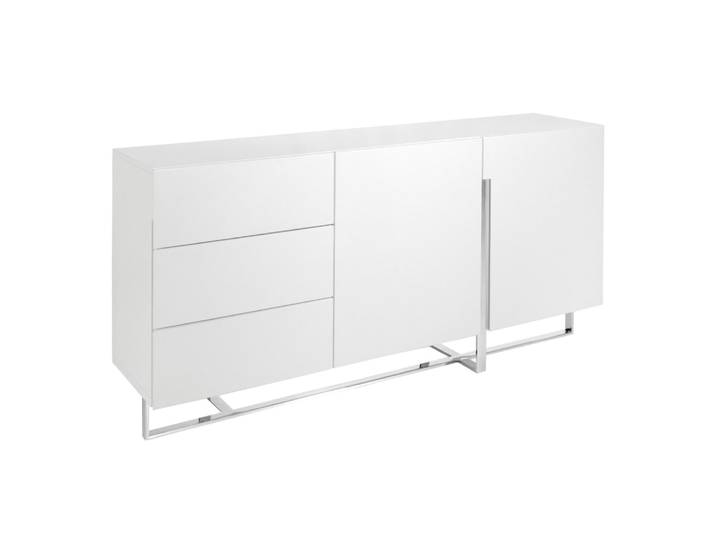 Buffet en bois blanc et acier chromé