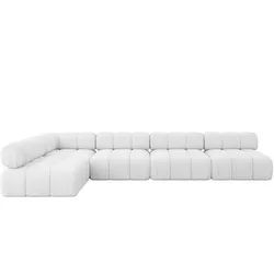 ECKSOFA modulares Sofa Samaro-L3 - 380x190x70 cm Weiß Bouclé