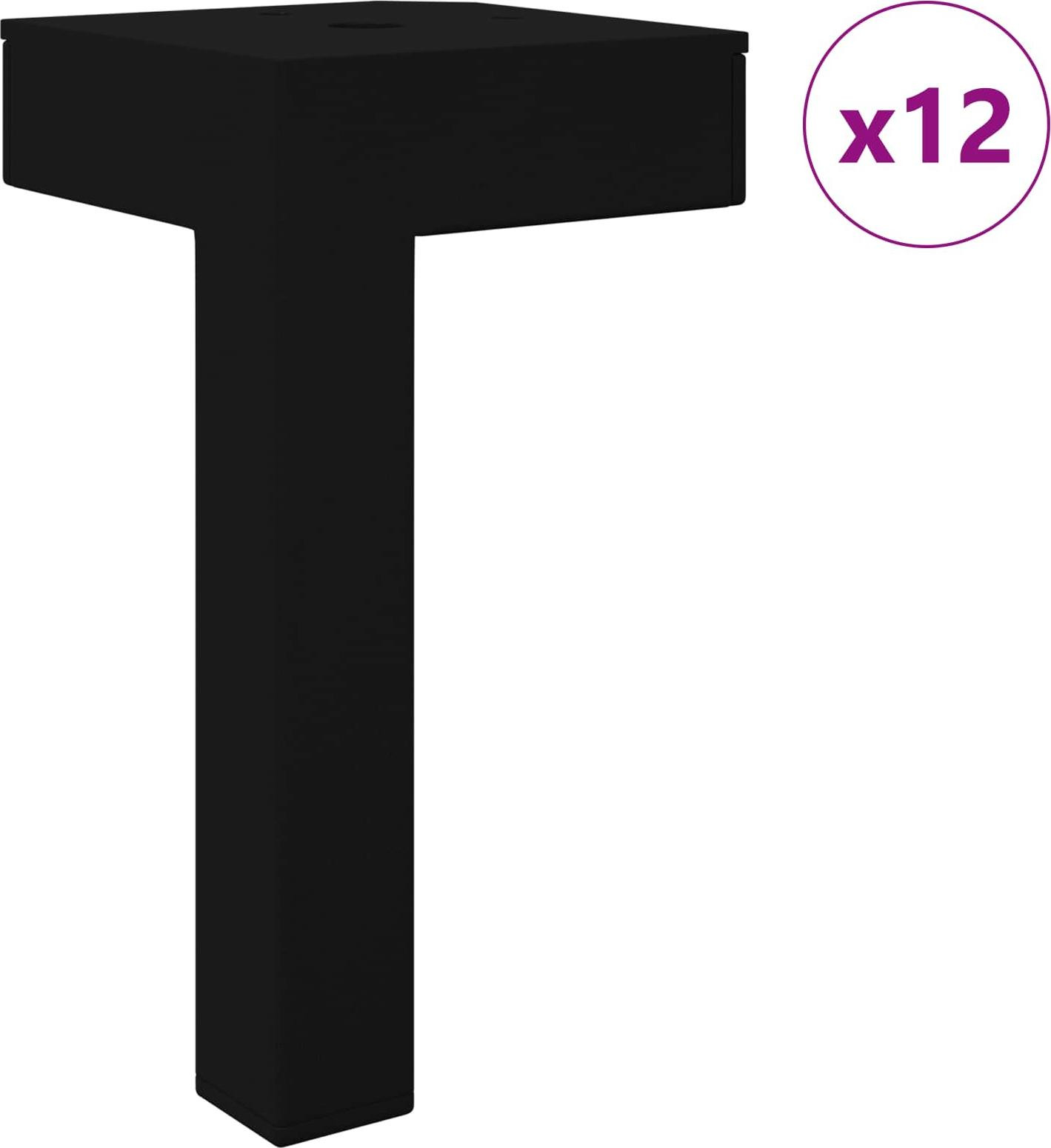 vidaXL Verstelbare voetjes, 12 stuks, zwart, staal, B: 57 mm, D: 57 mm, H: 100 mm