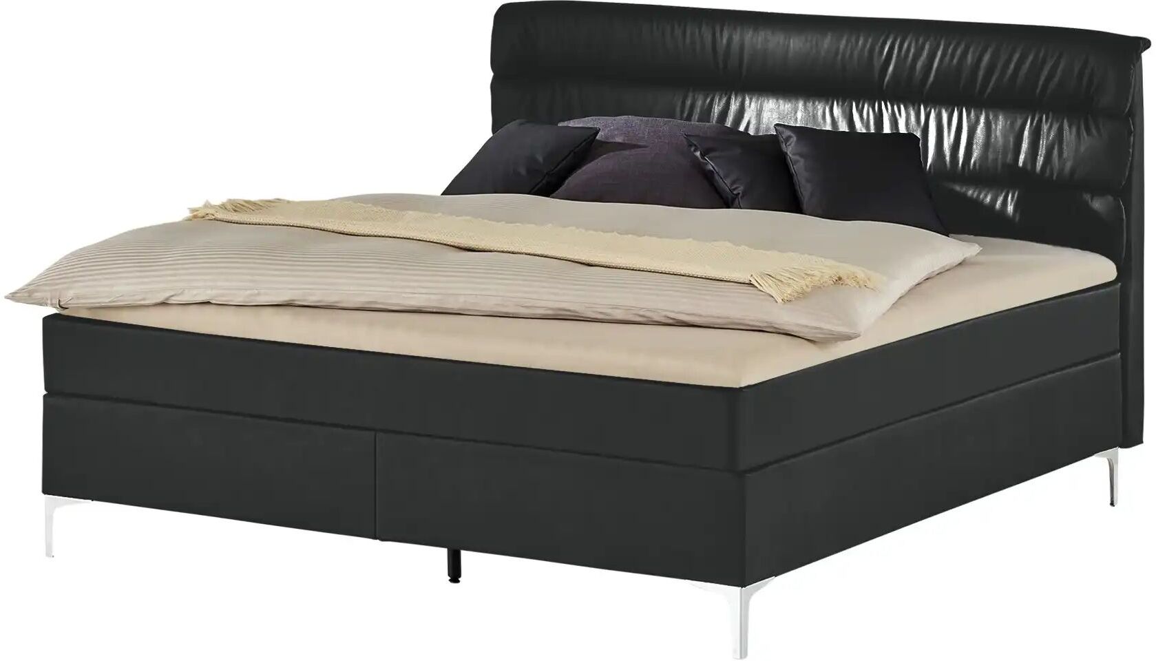 Höffner Boxspringbett  Lina ¦ schwarz ¦ Maße (cm): B: 208 H: 122