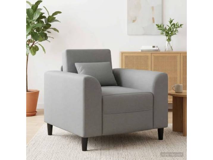 Sessel Hellgrau Stoff 90 x 88 x 85 cm Breite geschwungene Armlehnen,Sperrholzgestell,Schaumstofffüllung,Lesen,Gästeempfang