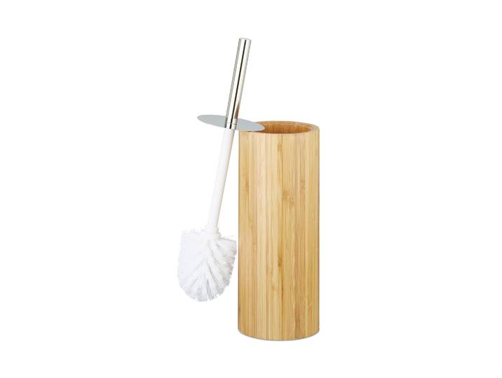 WC-Bürstenhalter Bambus Weiss-Hellbraun-Silber