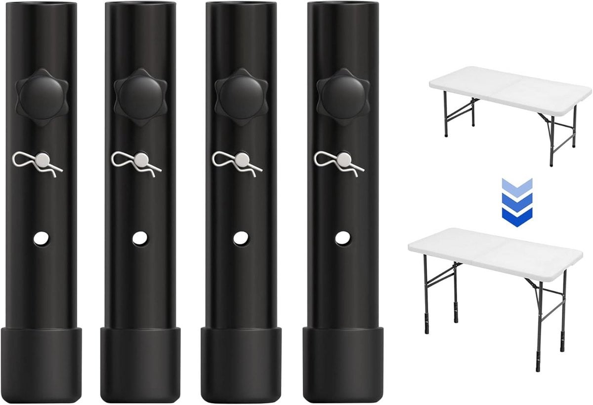 Set van 4 verstelbare tafelpootverhogers voor klaptafels