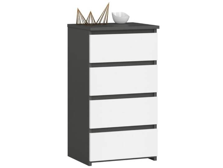 Commode AKORD CL4 Gris Graphite 40 cm 4 tiroirs façade Blanche 40x35x74 cm