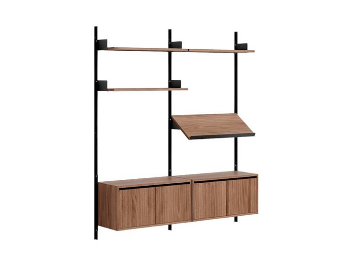 Modulares Design Wandregal „New Works Living Cabinet“ Nussbaum / Schwarz