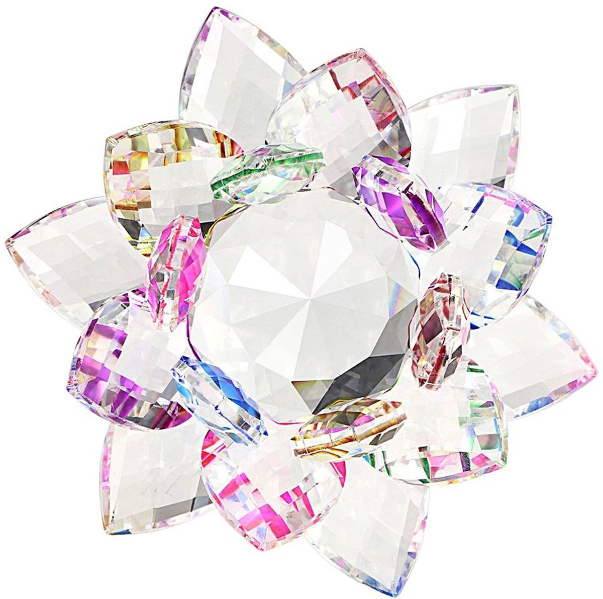 Dailygoody Crystal Lotus Bloem Ornament - Kleurrijke Feng Shui Decoratie voor Positieve Energie en Geluk - 100 mm