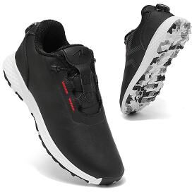 LightInthebox Men's Black and Orange Golf Shoes with High Grip, Stylish Footwear for Golfers Sporty Outdoor Activities