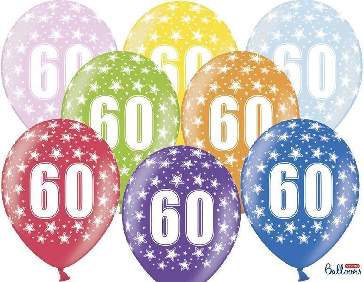 Party Deco Verjaardag Ballonnen 60 Jaar Metallic Mix