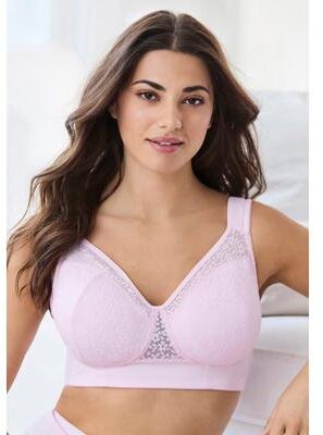 Plus Size Women's COMFORT CHOICE® Full Coverage Lace Overlay Bra by Comfort Choice in Pink (Size 42 D)