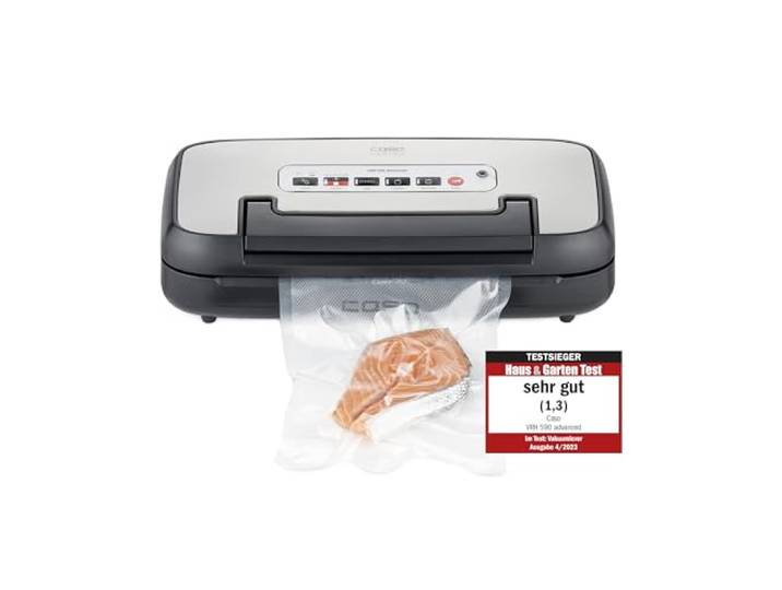 CASO VRH 590 advanced – Profi‑Vakuumierer – 125 Nonstop‑Vorgänge – starke 2,5 mm Schweißnaht – integrierter Cutter – inkl. Folienrollen