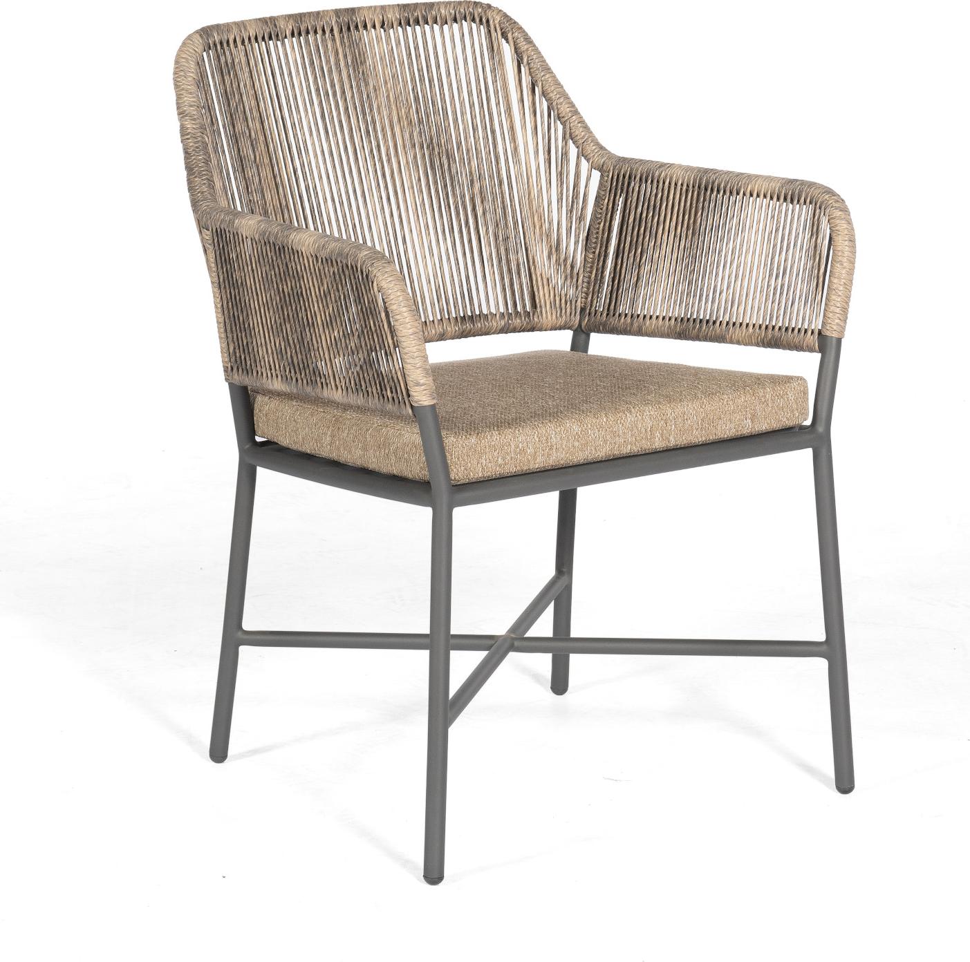Sonnenpartner Toulouse Diningsessel Gartensessel Aluminium mit Polyrope dark-wood
