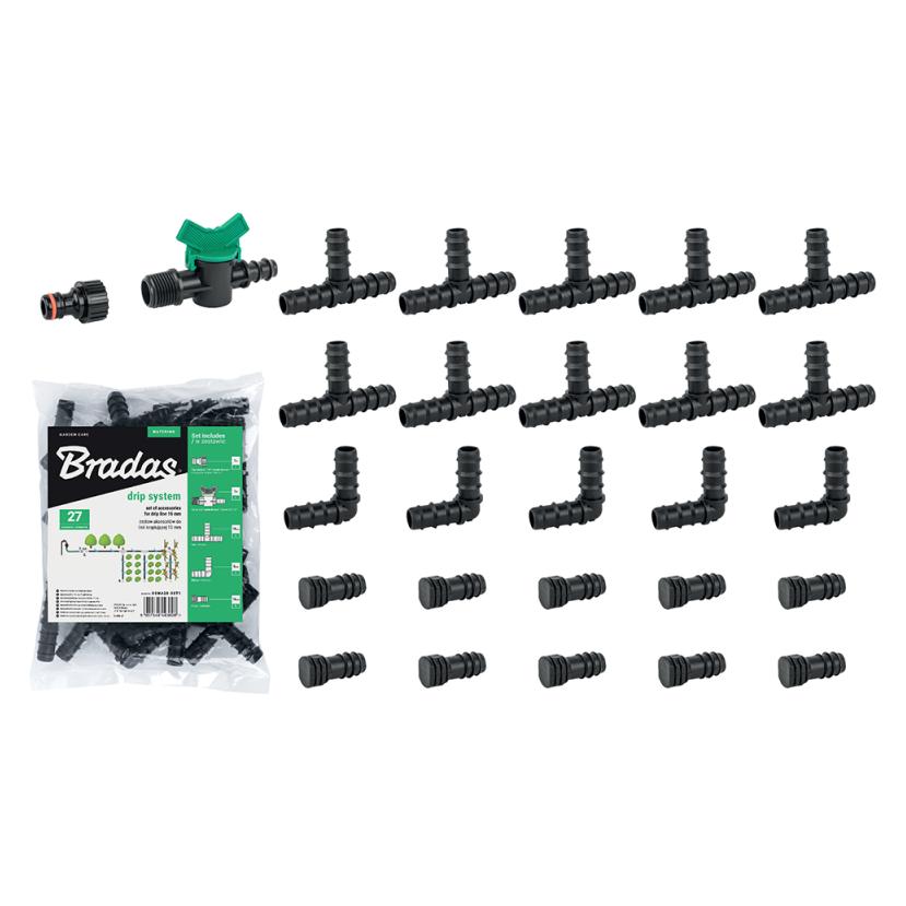 Bradas Tropfbewässerung Zubehör Set 16 mm, 27-tlg (Tropfbewässerung Set) (DSWA20-SET1)