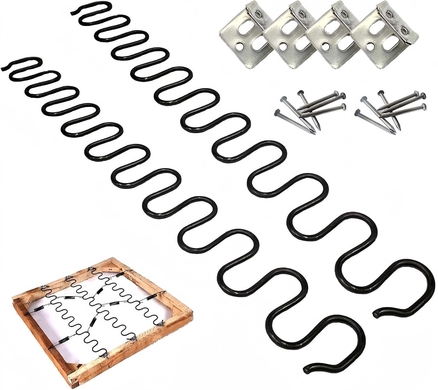 Set van 2 Vervangende Sofa Springs 70cm - Coil Springs voor Meubelherstel met Bevestigingsclips en Schroeven