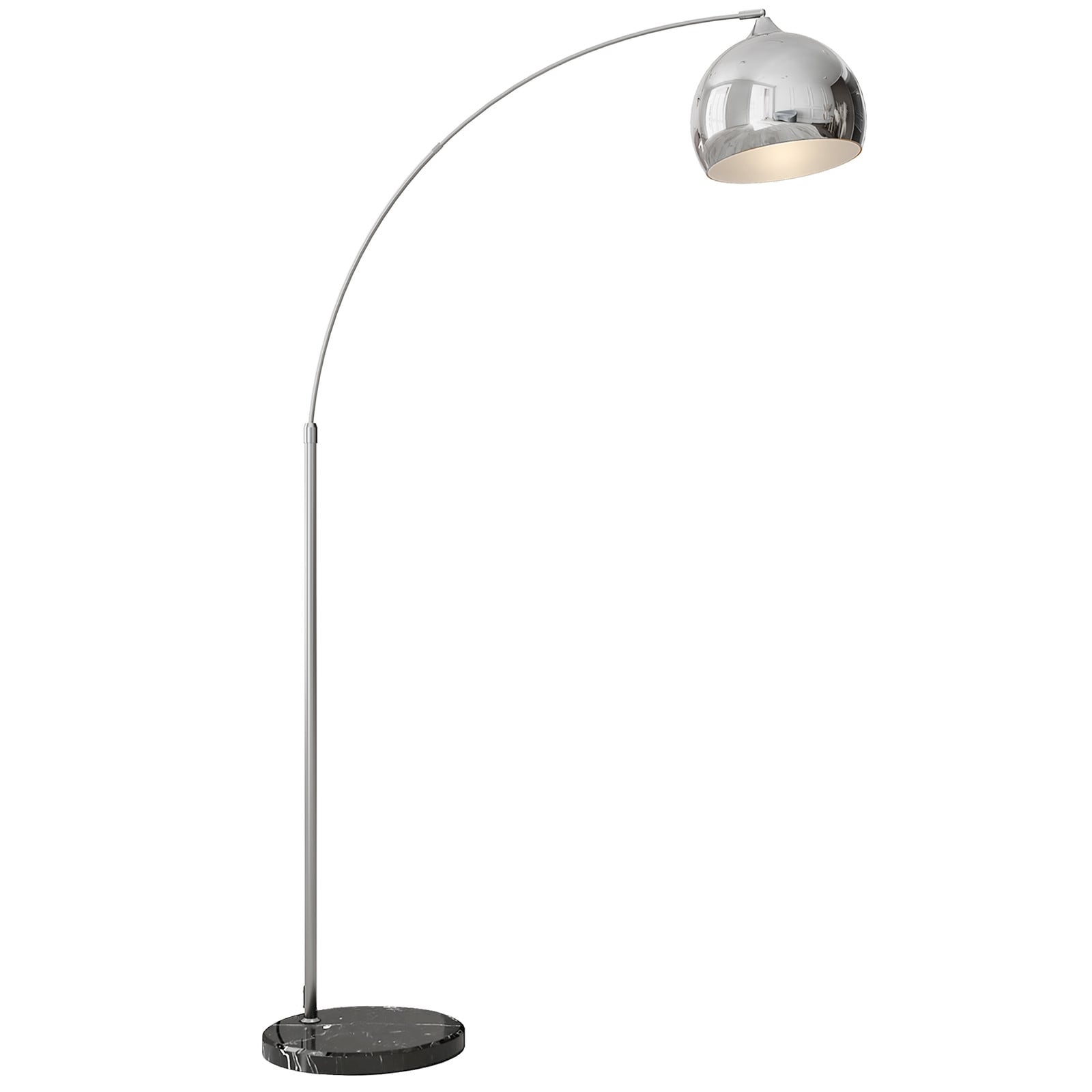 HOMCOM Booglamp Staande Lamp Verstelbaar Zilver/Zwart