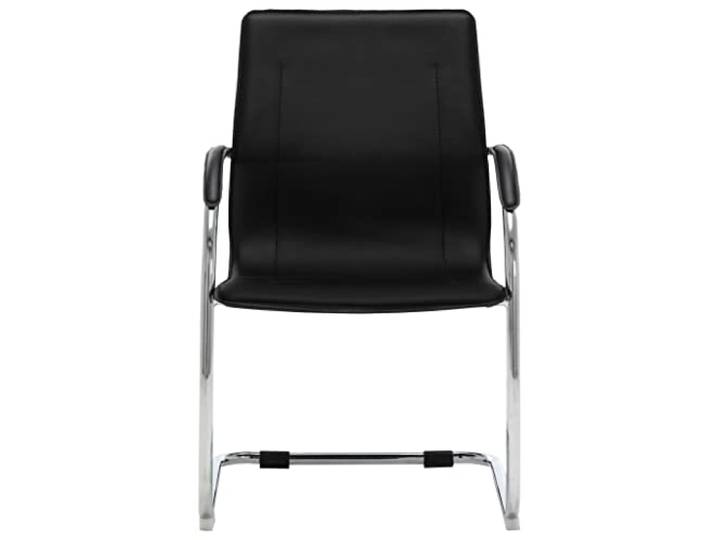 HKLGBVCR Freischwinger Bürostuhl, Kunstleder, Schwarz Armlehnen, ergonomische Rückenlehne, Gestell aus verchromtem Eisen, Stabilität 110 kg