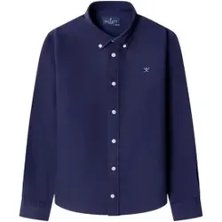 Hackett London für Jungen. HK3000023 Essentielles marineblaues Hemd (9/10años= 134/140cm), Lässig, Baumwolle, Klassisch, Langarm, Kinderbekl