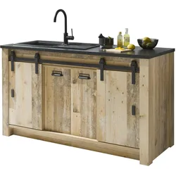 KÜCHENUNTERSCHRANK in Used Wood 161 cm, Küchenschrank für Spüle oder Glaskeramikkochfeld