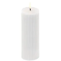 Uyuni LED Stumpenkerze 5,8x15cm Nordic White geriffelt