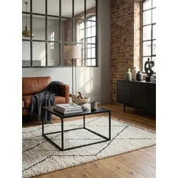 Couchtisch in Schwarz aus Metall im Industrial Stil, Quadratisch 60x60x40 cm