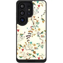 Nivocase Handyhülle für Samsung Galaxy S26 Ultra Hülle NIVOpure Case Schwarz Blumen Retro Vogel (Samsung Galaxy S26 Ultra), Smartphone Hülle, Schwarz