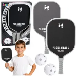 Pickleball-Tennis-Badminton-Schlägerset mit 2 Bällen, Schwarz und Grau