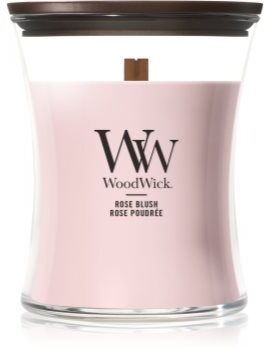 Woodwick Rose Blush vela perfumada com pavio de madeira 275 g. Rose Blush