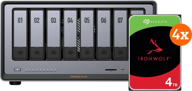 UGREEN NASync DXP8800 Plus met 4x 4TB Seagate IronWolf harde schijven