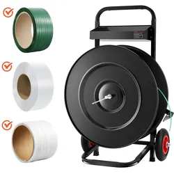 VEVOR Abrollwagen, passend für PET/PP/Polyester-Umreifungsrollen mit 203/406 mm Kerngröße, Umreifungsspender mit verbessertem Bremssystem, integrierte geräumige Ablage für Werkzeuge