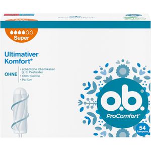 o.b. Tampons ProComfort, Super, sanftes Einführen, aus Viskose, 54 Stück