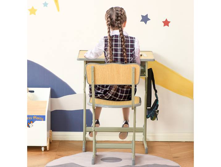 Bureau Enfant Vintage Bois Clair Style Pupitre