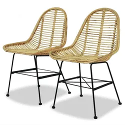 vidaXL Esszimmerstühle 2 Stk. Natur Rattan