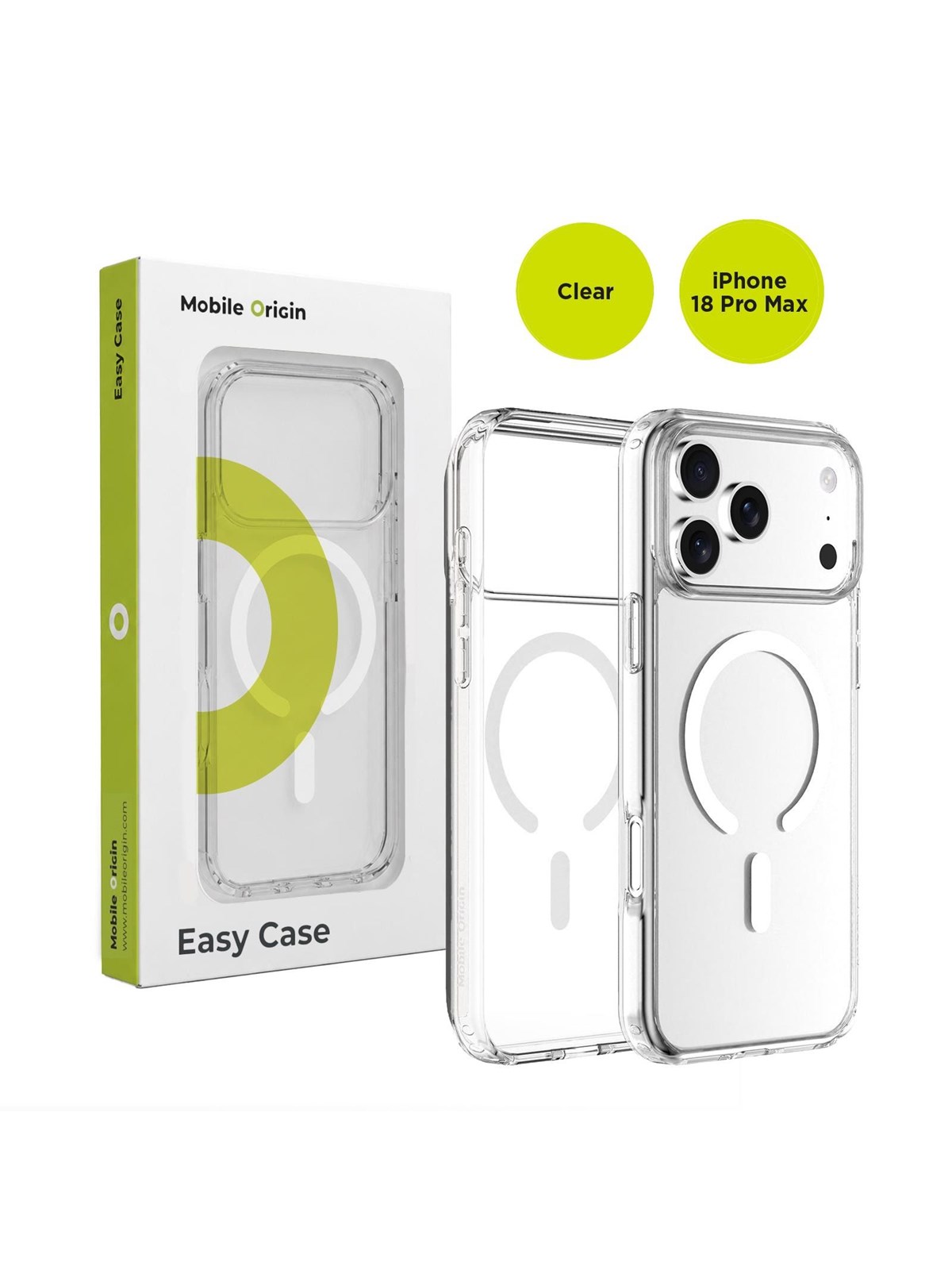 Mobile Origin Easy Case Compatible with MagSafe Clear iPhone 18 Pro Max