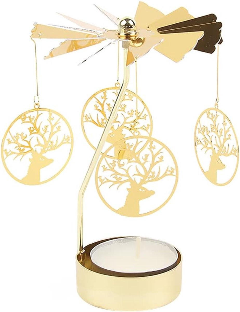 Draaibare gouden metalen theelichthouder voor decoratie