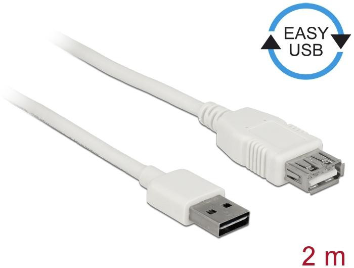 Delock 85200 USB 2.0 Kabel USB A naar USB A, 2 meter, wit