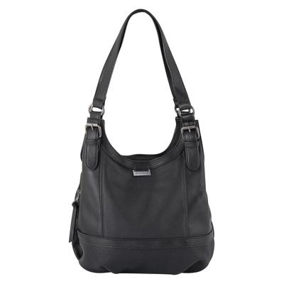 Schultertasche TOM TAILOR "JUNA", Damen, Gr. B/H/T: 31cm x 29cm x 14cm, schwarz, Polyurethan (PU), Taschen Schultertasche, mit praktischer Einteilung