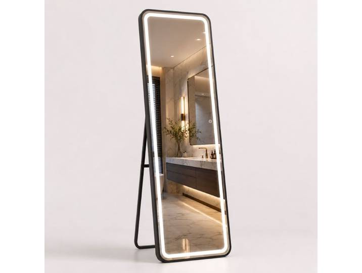 Relaxdays Miroir sur pied éclairé