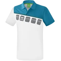 Erima, Unisex, Sportshirt, 5-C POLOSHIRT (M), Weiss, Blau