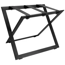 Kofferständer STEEL BLACK aus Edelstahl mit Riemen Leder Schwarz