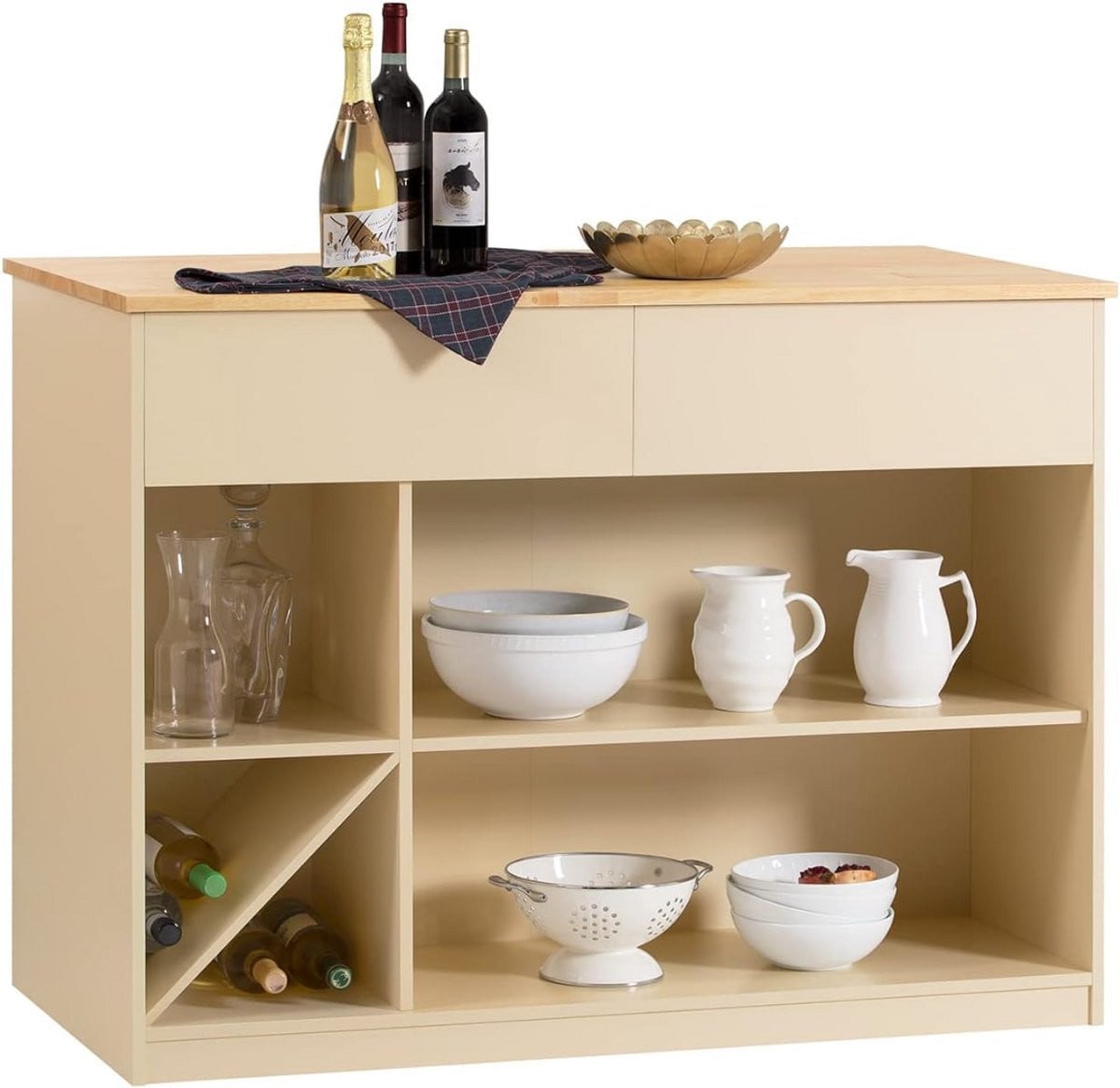 ApexArte® Verplaatsbaar Keukeneiland - Houten Keukenkast en Dressoir met Deuren en Laden