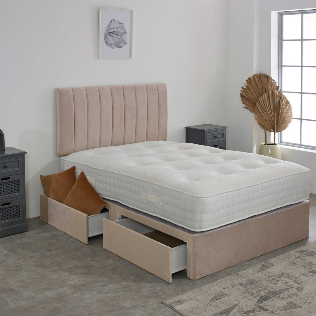 17 Stories Upholstered Bed with Mattress Coffee Single (3')