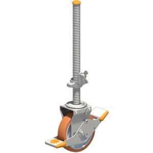 Layher Gerüst-Rolle 1358.200, Tragkraft 700kg, höhenverstellbare Lenkrolle, 200mm Ø, aus Polyurethan